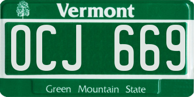 VT license plate OCJ669