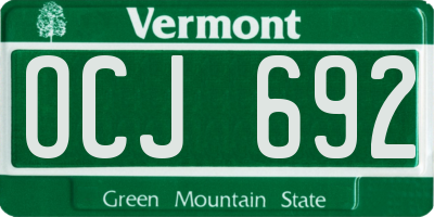 VT license plate OCJ692