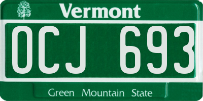 VT license plate OCJ693
