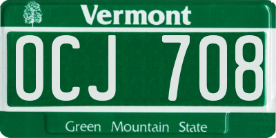 VT license plate OCJ708