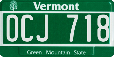 VT license plate OCJ718