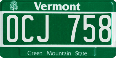 VT license plate OCJ758
