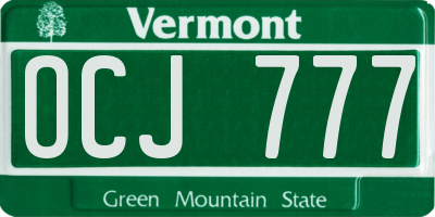 VT license plate OCJ777