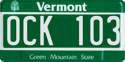 VT license plate OCK103