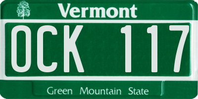 VT license plate OCK117