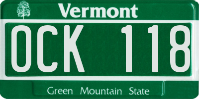 VT license plate OCK118