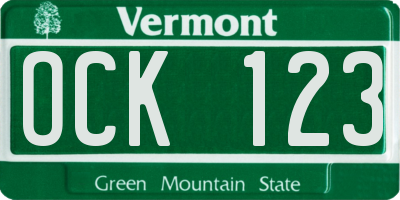 VT license plate OCK123