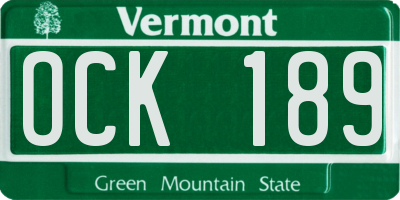 VT license plate OCK189