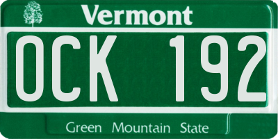 VT license plate OCK192