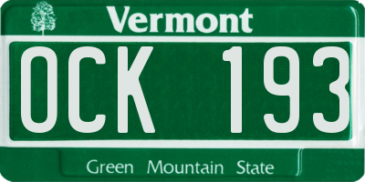 VT license plate OCK193