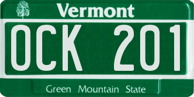 VT license plate OCK201