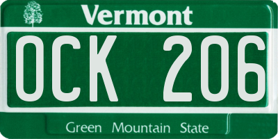 VT license plate OCK206