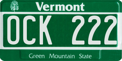 VT license plate OCK222