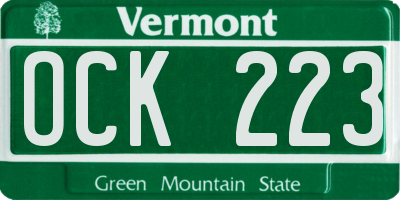 VT license plate OCK223
