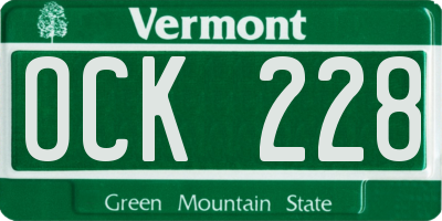VT license plate OCK228