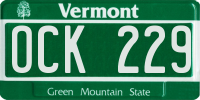 VT license plate OCK229