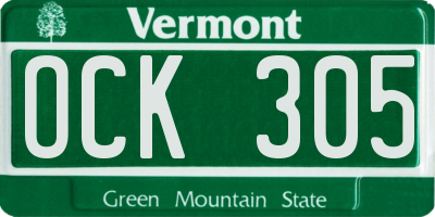 VT license plate OCK305