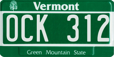 VT license plate OCK312
