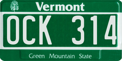 VT license plate OCK314
