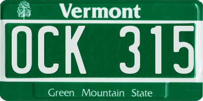 VT license plate OCK315