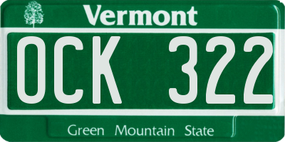 VT license plate OCK322