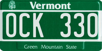 VT license plate OCK330