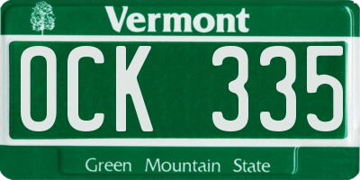 VT license plate OCK335