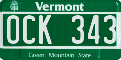 VT license plate OCK343