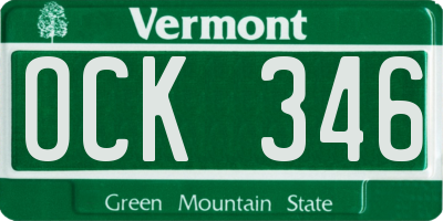 VT license plate OCK346
