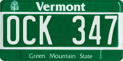 VT license plate OCK347