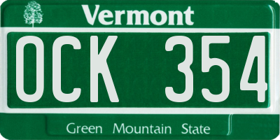 VT license plate OCK354