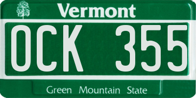 VT license plate OCK355