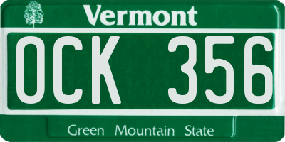 VT license plate OCK356