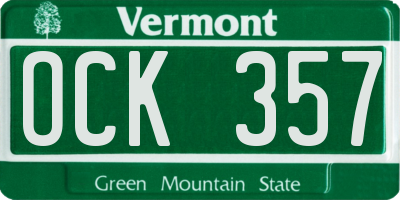 VT license plate OCK357