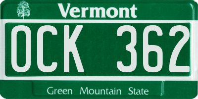 VT license plate OCK362