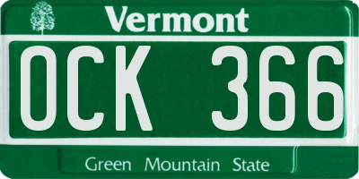 VT license plate OCK366