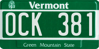 VT license plate OCK381