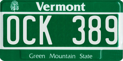VT license plate OCK389