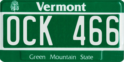 VT license plate OCK466
