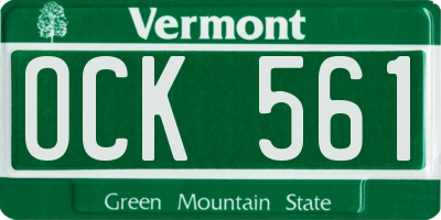 VT license plate OCK561