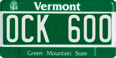 VT license plate OCK600