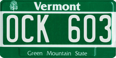 VT license plate OCK603