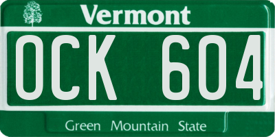 VT license plate OCK604