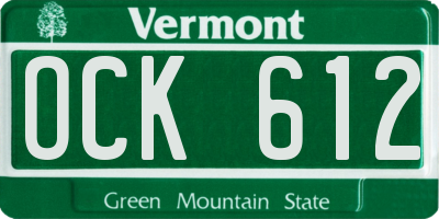 VT license plate OCK612