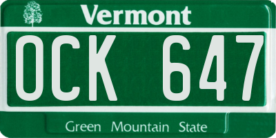 VT license plate OCK647