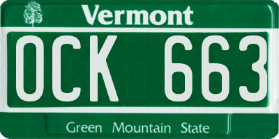 VT license plate OCK663