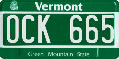 VT license plate OCK665