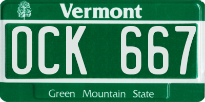 VT license plate OCK667