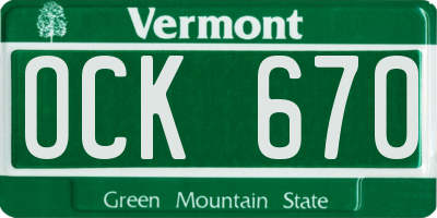 VT license plate OCK670