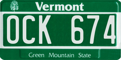 VT license plate OCK674